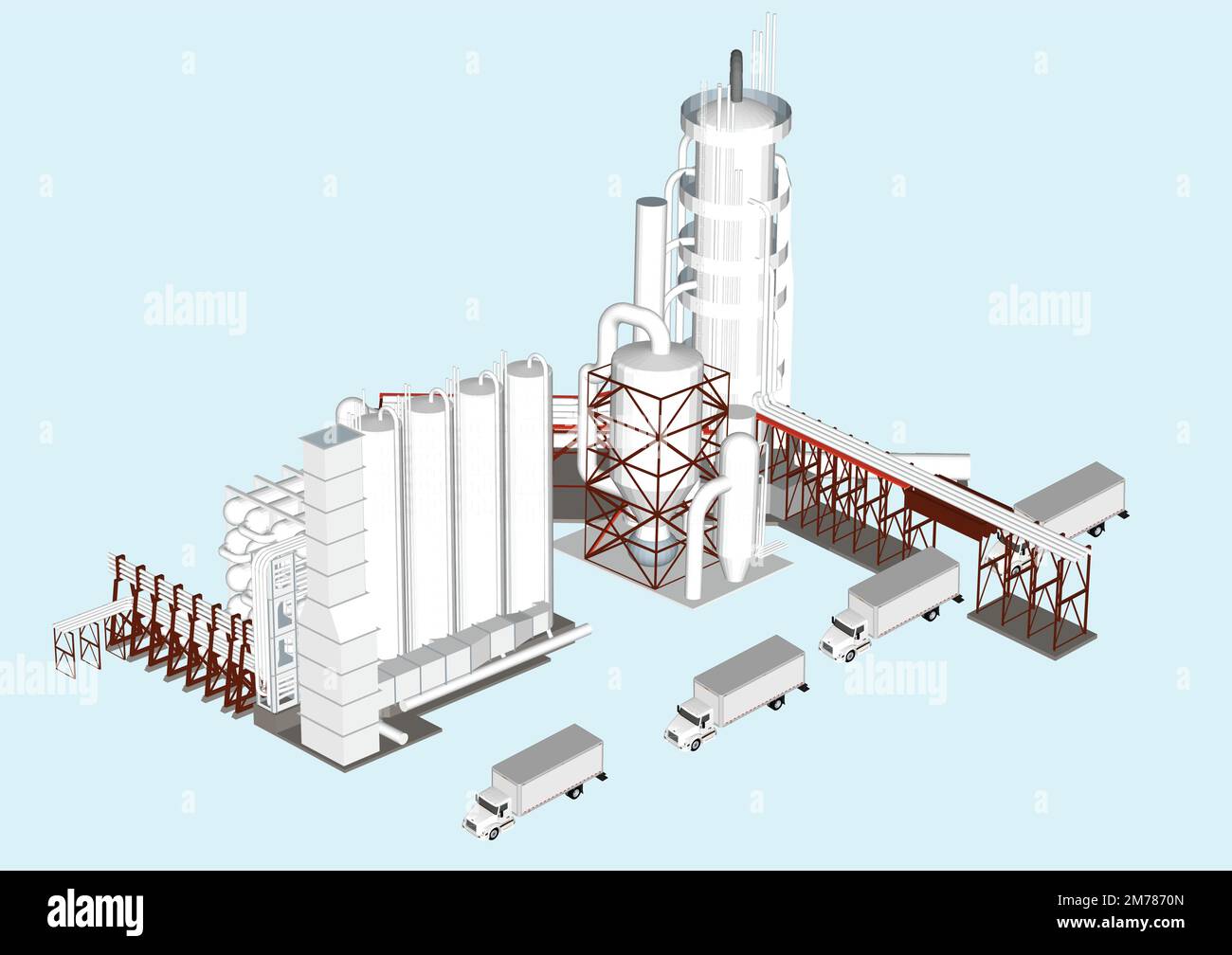 Complexe industriel, ensemble d'icônes de couleur des bâtiments d'usine Illustration de Vecteur