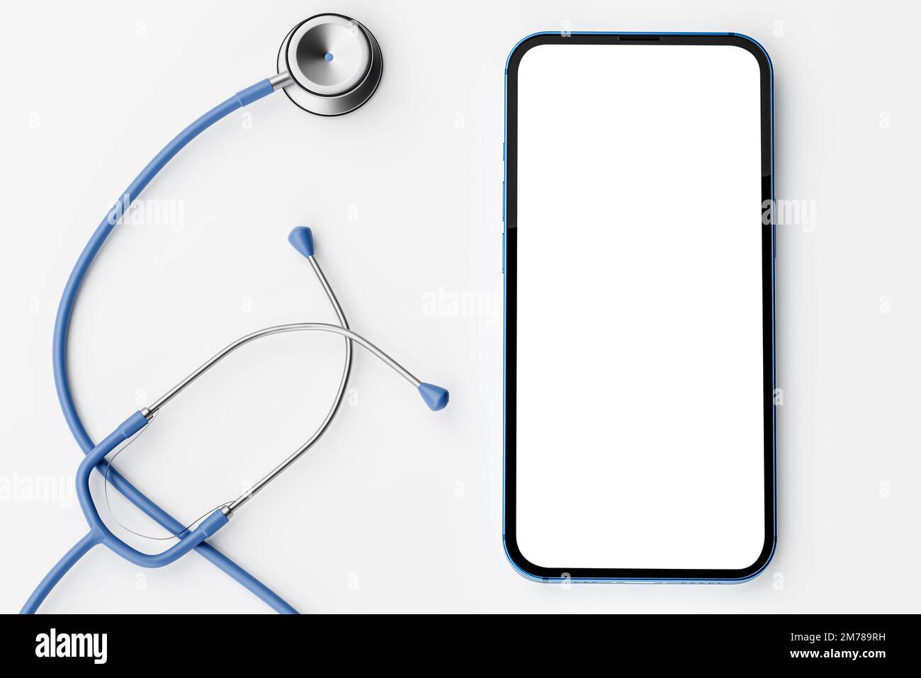 médecin en ligne. Le téléphone Mockup avec stéthoscope vérifie l'état de santé. Communication en ligne de la clinique médicale avec le patient. Concept de télémédecine. médecin en ligne contre Banque D'Images