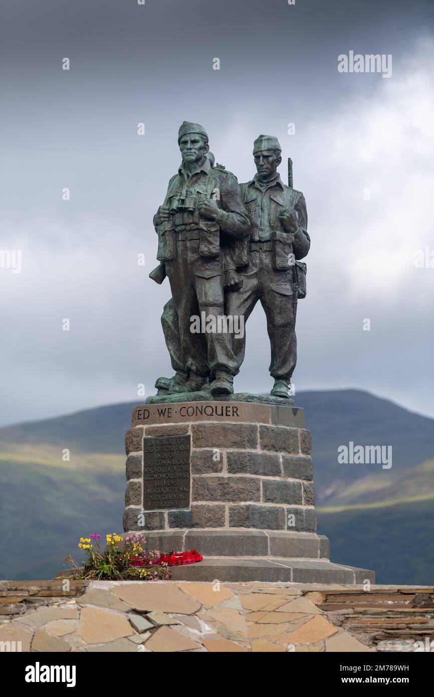 Le Mémorial du Commando est un monument à Lochaber, en Écosse, dédié aux hommes des forces du Commando britannique originelles soulevées pendant la Seconde Guerre mondiale Si Banque D'Images