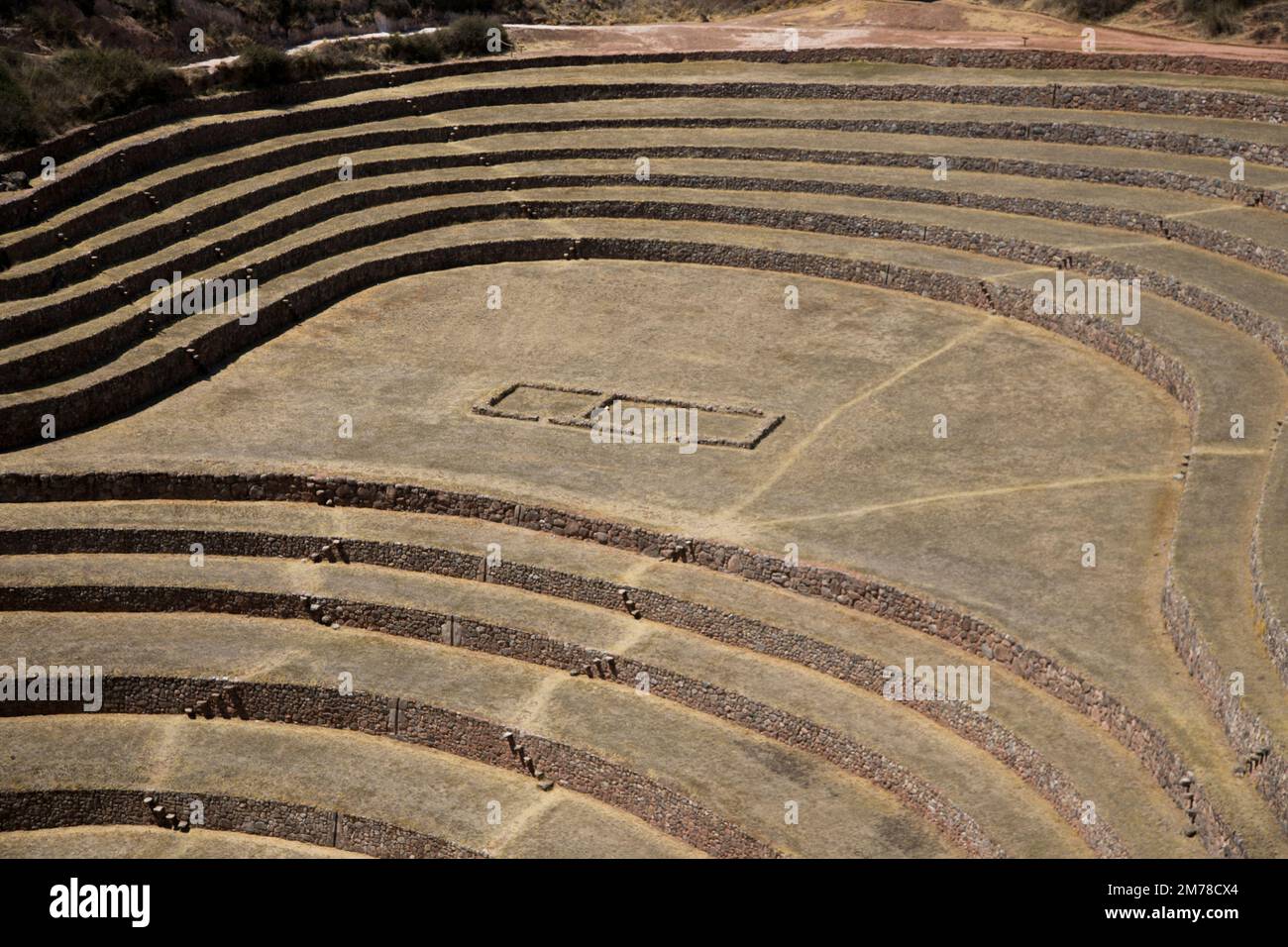 Terrasses agricoles dans la Vallée Sacrée. Moray à Cusco, Vallée Sacrée, Pérou Banque D'Images