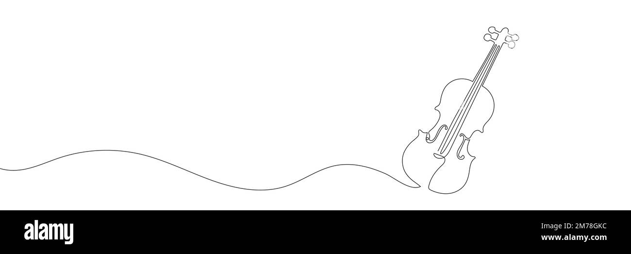 violon dessiné sur une ligne sur fond blanc Illustration de Vecteur