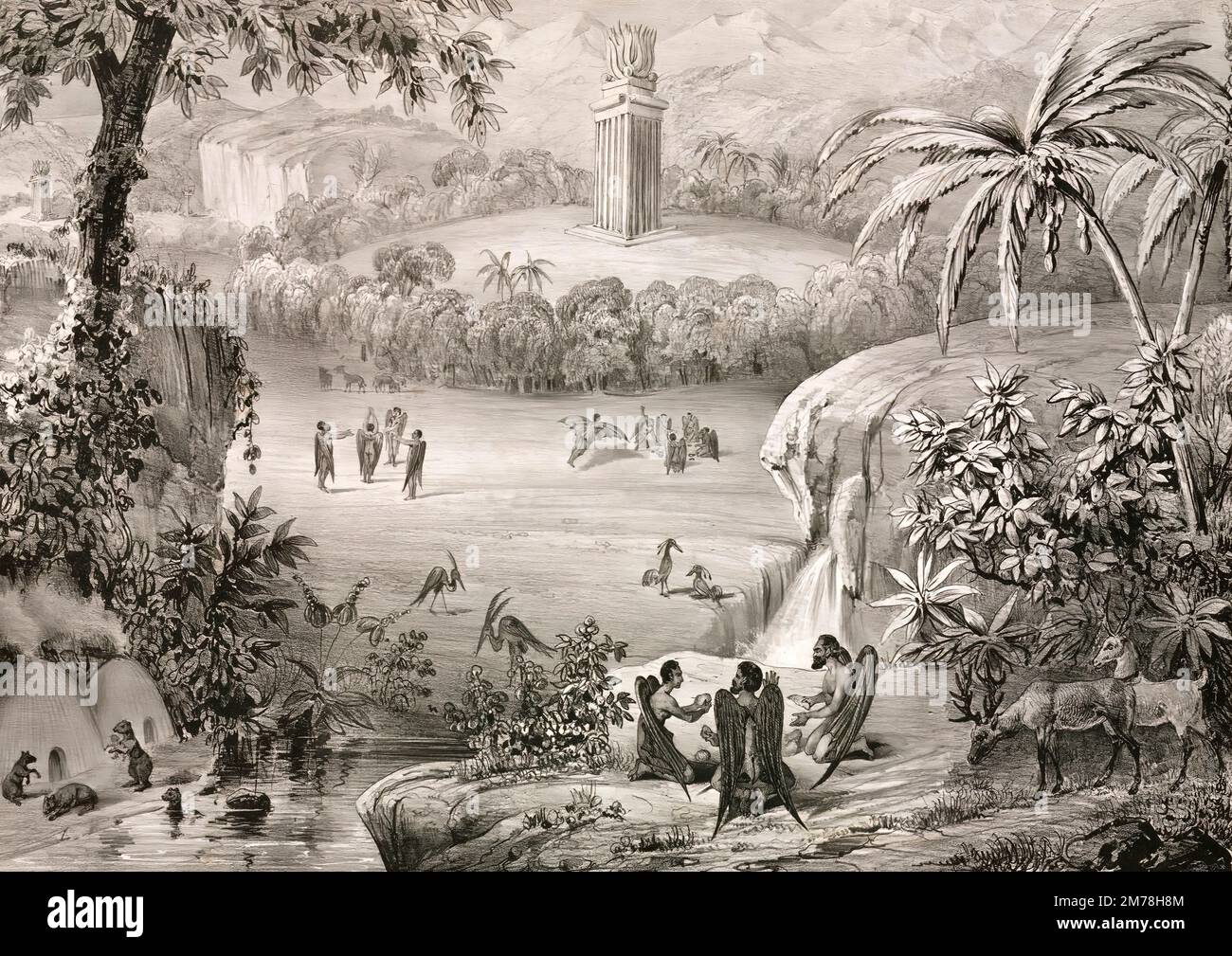 Grande lune hoax ; Edinburgh Journal of Science ; par Lilith de Thierry Frères, 1835 Banque D'Images