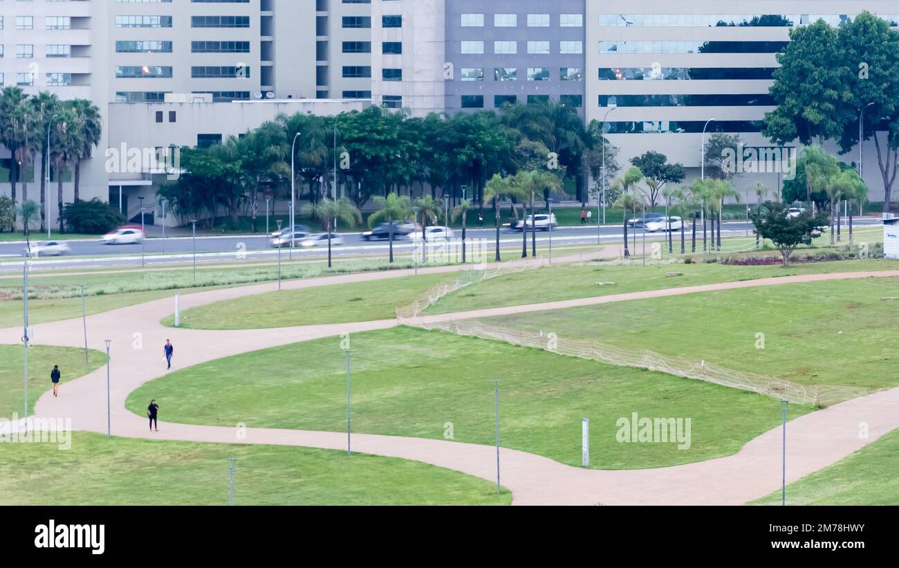 Détail architectural du jardin Burle Marx situé à l'Exio Monumental (Monumental Axis), une avenue centrale dans le design de la ville de Brasilia Banque D'Images