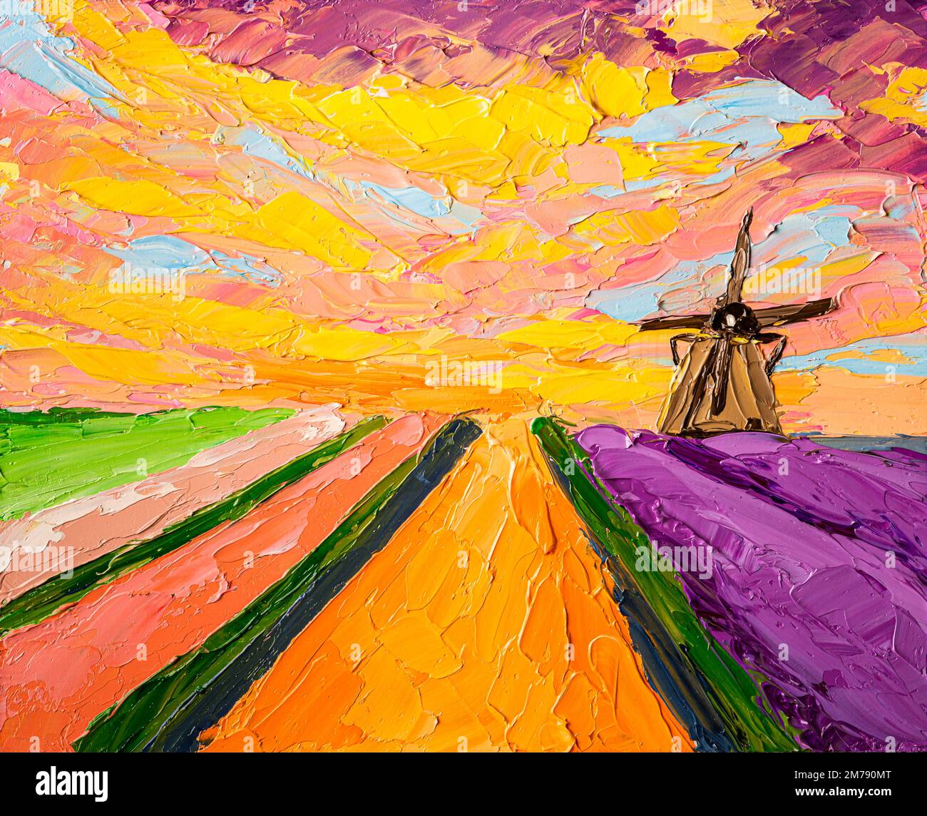 Floral pays-Bas Paysage, peinture à l'huile. Banque D'Images