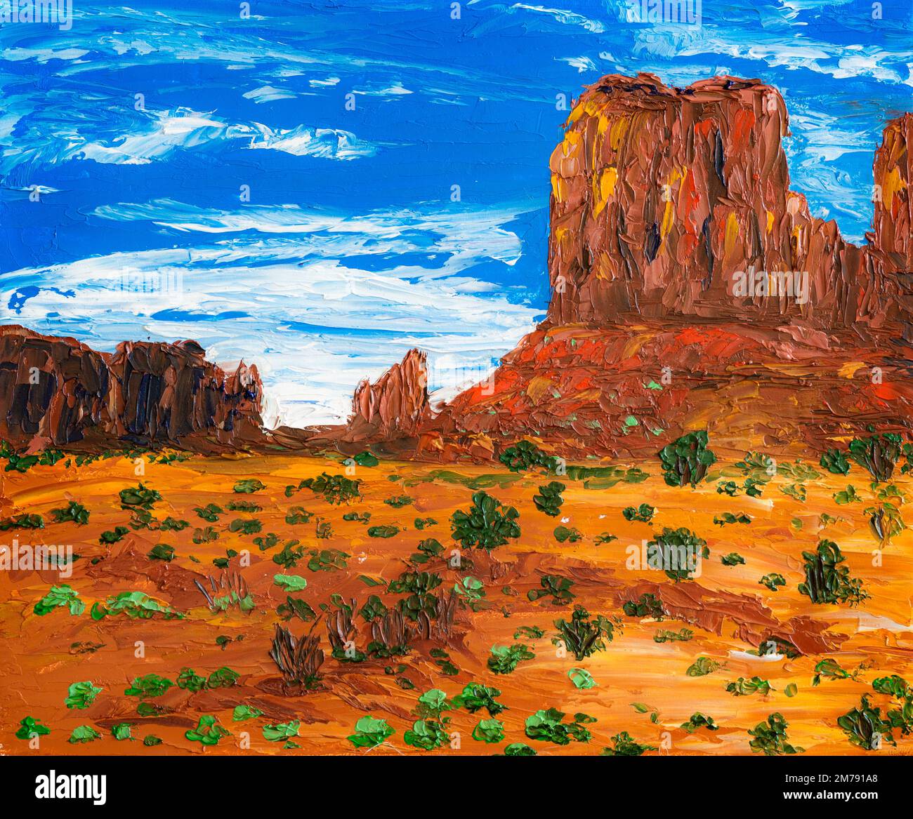 USA Arizona National Park peinture à l'huile. Monument vallée Banque D'Images