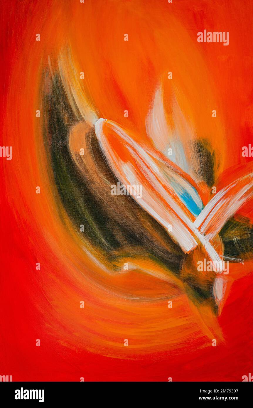 Peinture acrylique flamme abstraite sur toile. Banque D'Images
