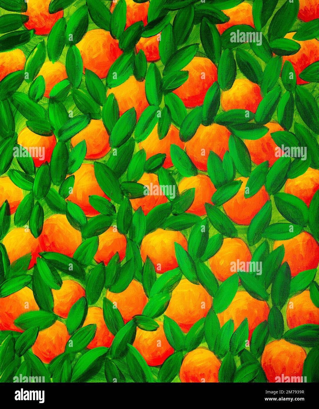 Orange Tree, peinture acrylique abstraite sur toile. Banque D'Images