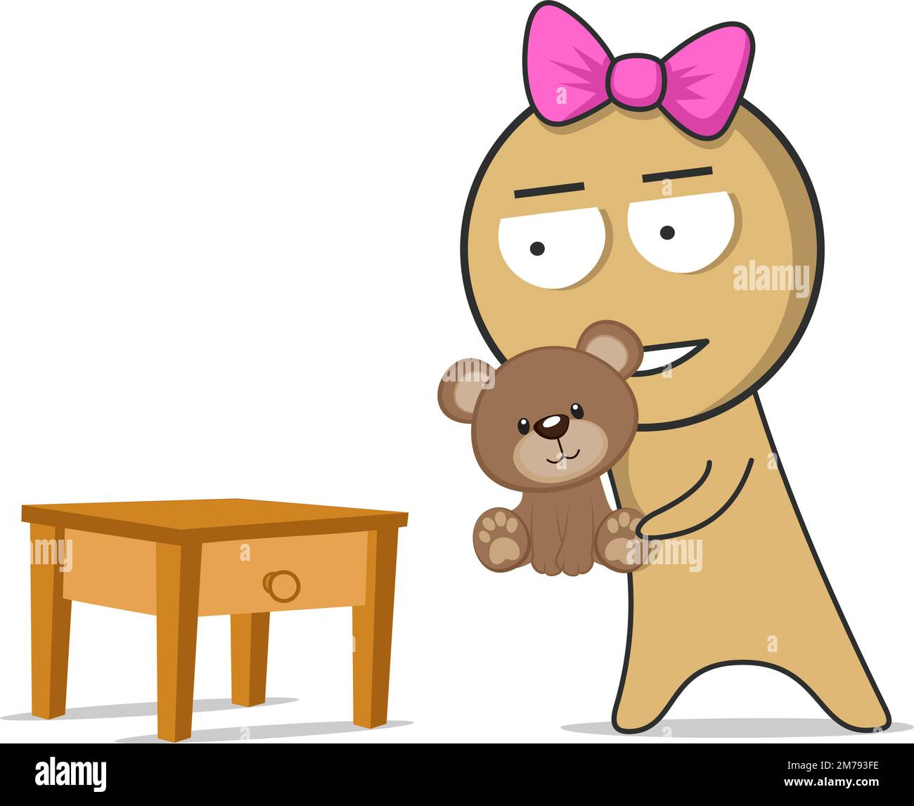 Fille et magnifique ours en peluche Illustration de Vecteur