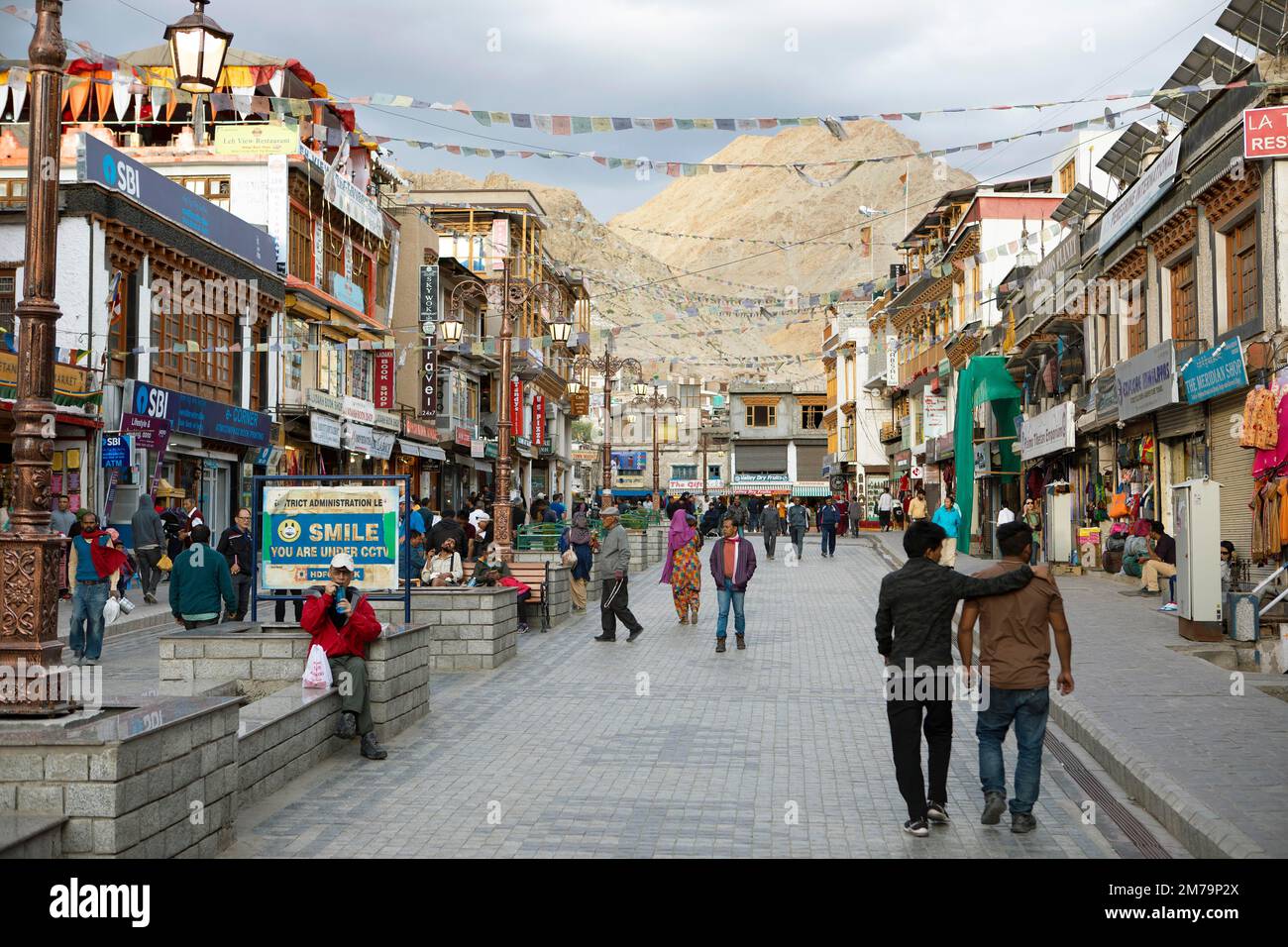 Main Bazaar Road, Leh, Ladakh, Inde Banque D'Images