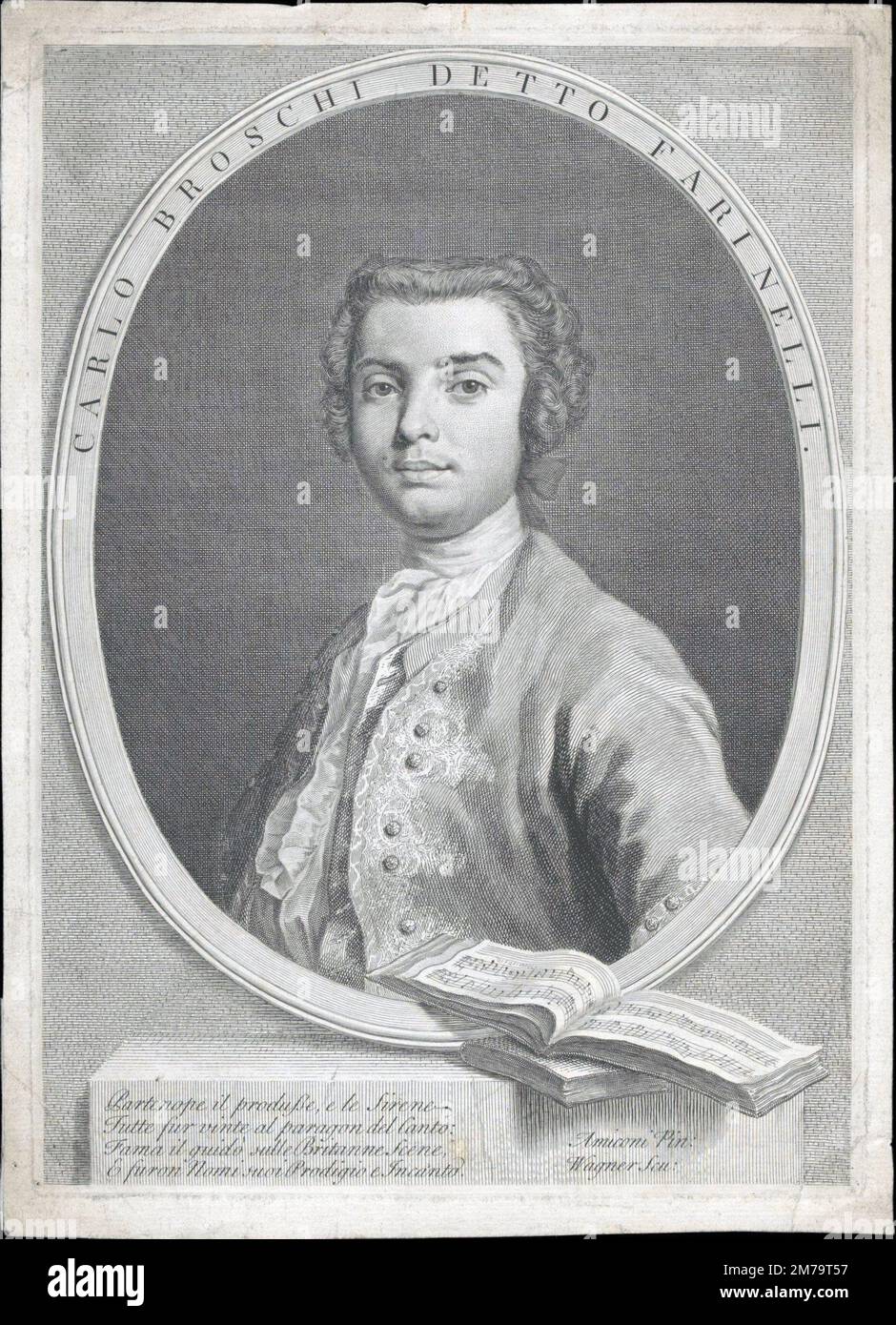 Farinelli (1705 – 1782) Nom de scène de Carlo Maria Michelangelo Nicola Broschi, chanteuse de castrato italienne du 18th siècle. Banque D'Images