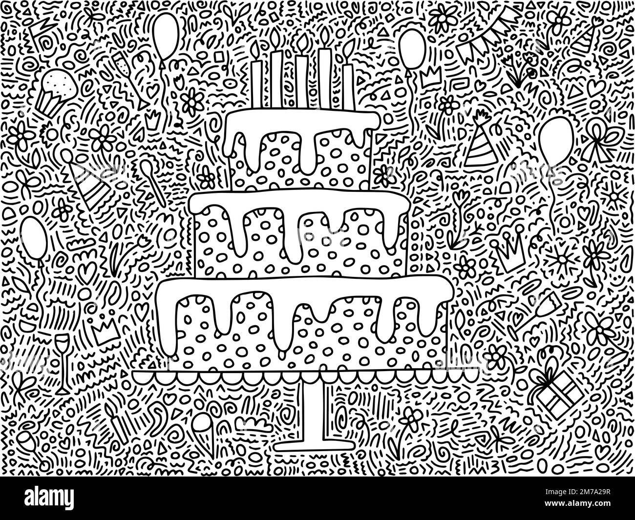 Page de coloriage joyeux anniversaire Image Vectorielle Stock Alamy