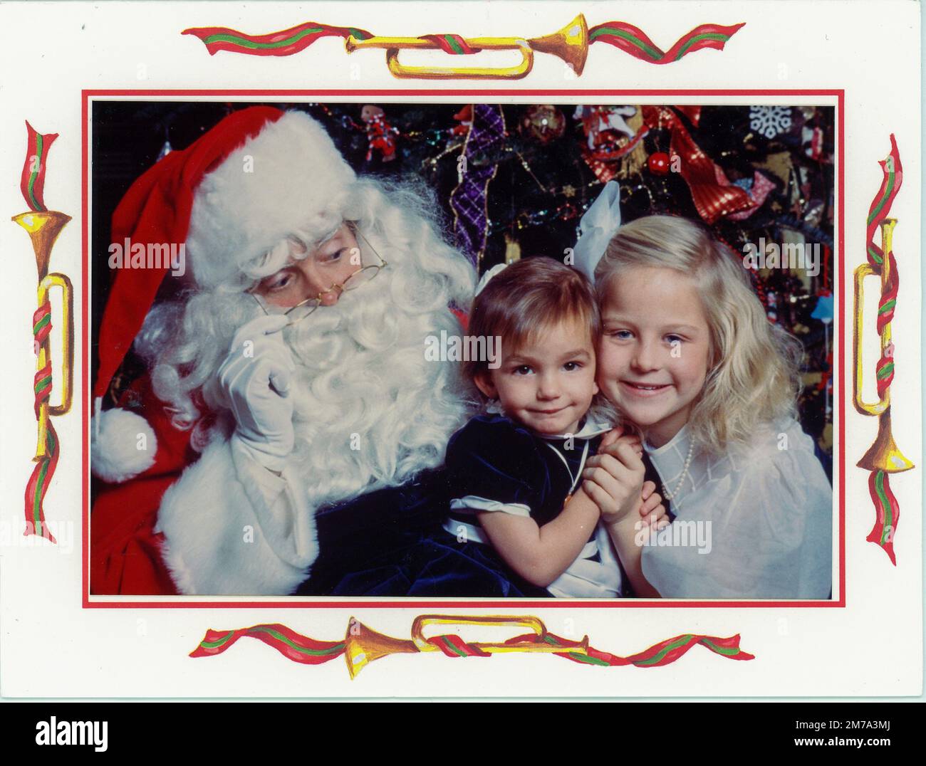 Carte de Noël vintage pour portrait de famille, États-Unis 1990s Banque D'Images