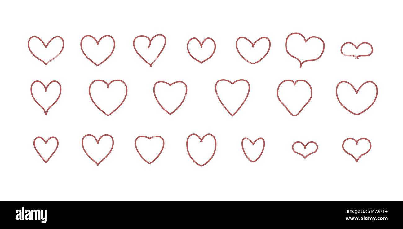 Formes de coeur simples dessinées à la main vecteurs Illustration de Vecteur