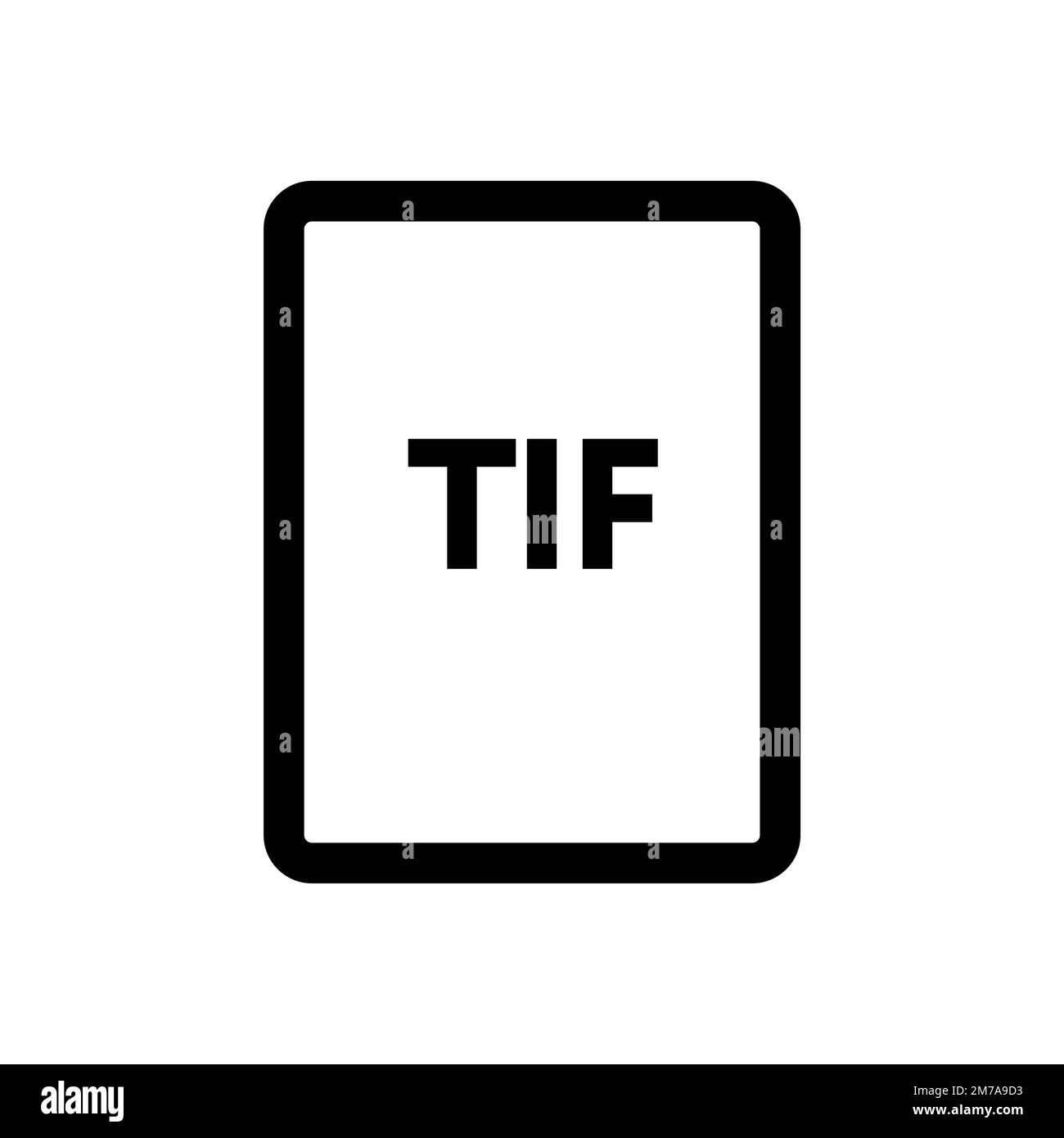 LIGNE d'icône de fichier TIF isolée sur fond blanc. Icône fine et plate noire sur un style moderne. Symbole linéaire et contour modifiable. Simple et pixel par Illustration de Vecteur