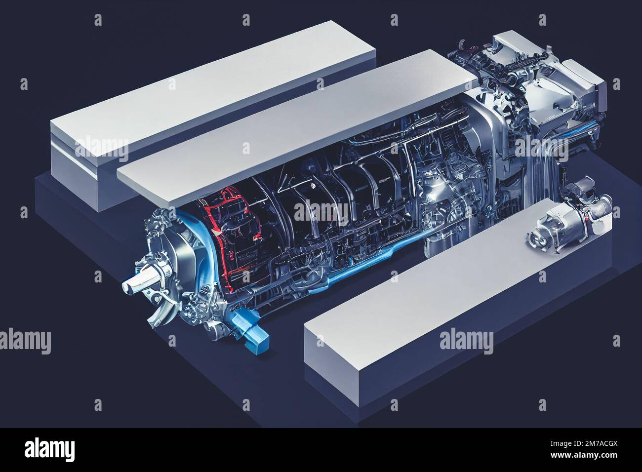 Une dissection ou une coupe splendide du moteur électrique futuriste  révèlent un système de batterie rechargeable à composant d'engrenage de  turbine. Moteur électrique alimenté par Photo Stock - Alamy