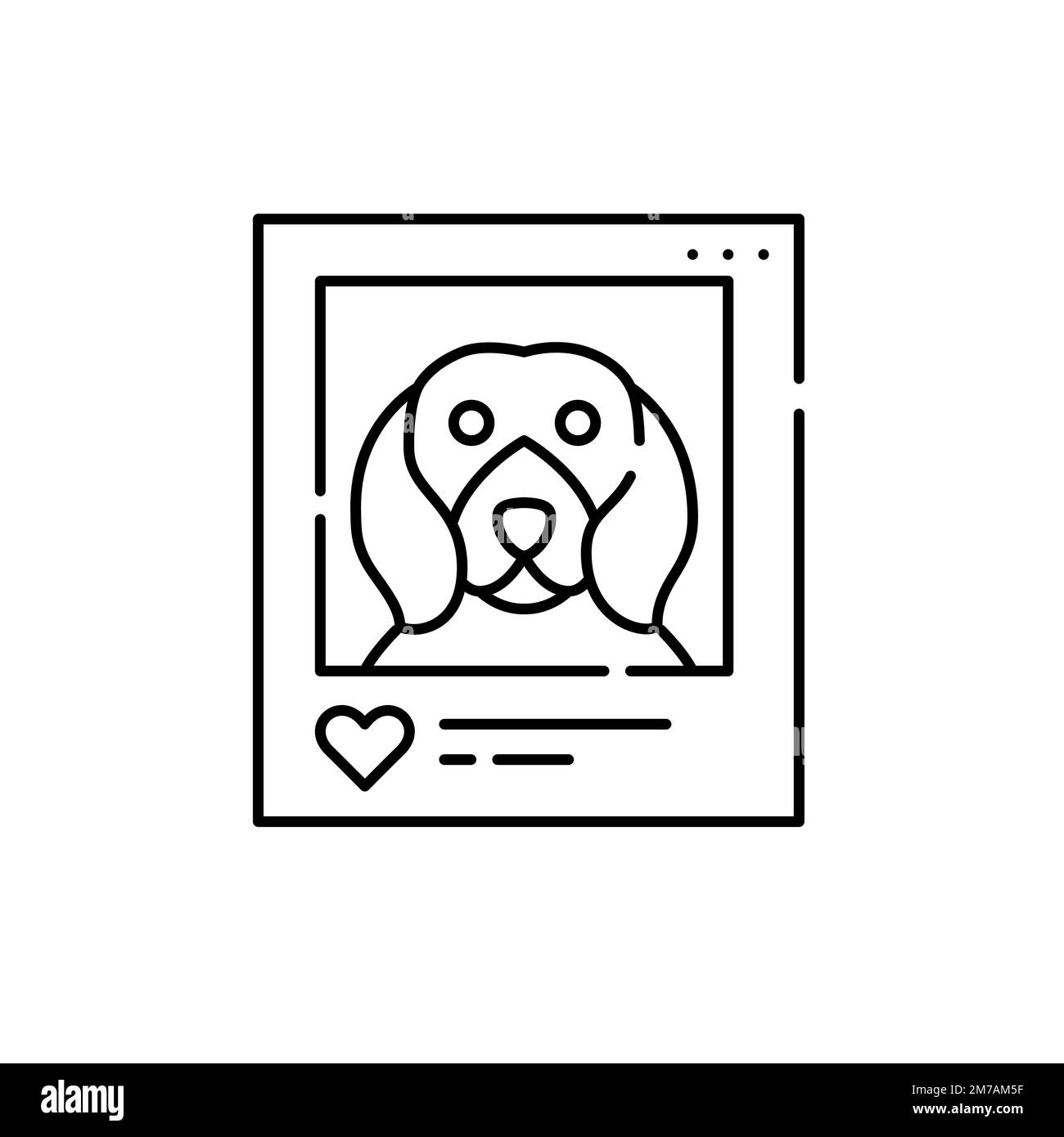 Photo de chien de race Beagle sur les réseaux sociaux. Présence Internet des animaux de compagnie. Pixel Perfect, icône de contour modifiable Illustration de Vecteur
