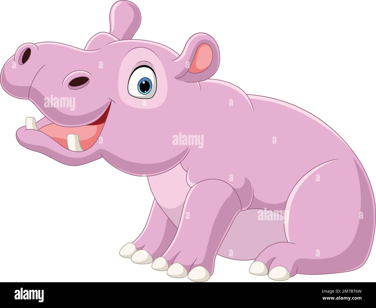 Dessin animé drôle bébé hippopotame assis Illustration de Vecteur