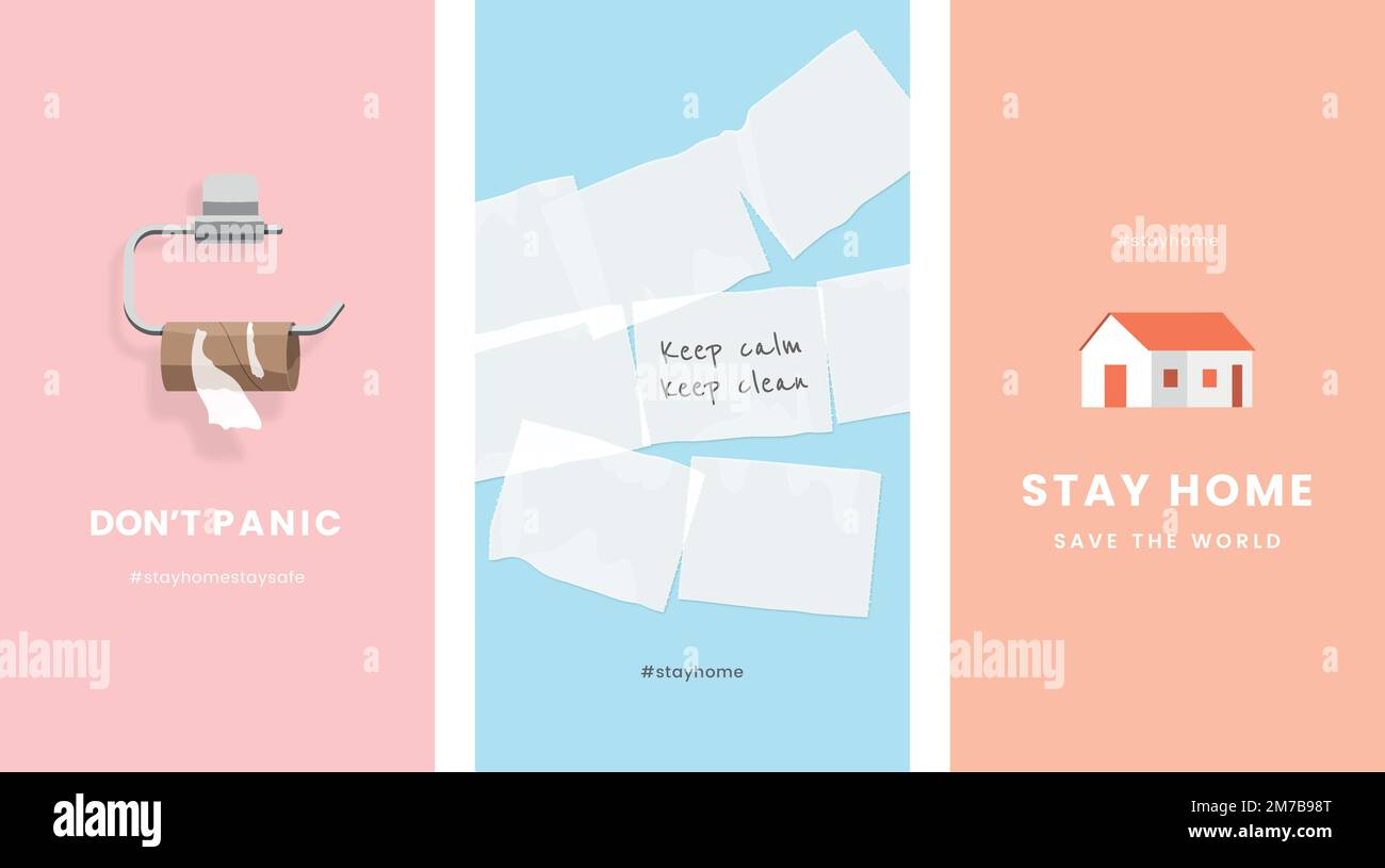 Restez à la maison et restez en sécurité Covid-9 ensemble de sensibilisation vecteur Illustration de Vecteur