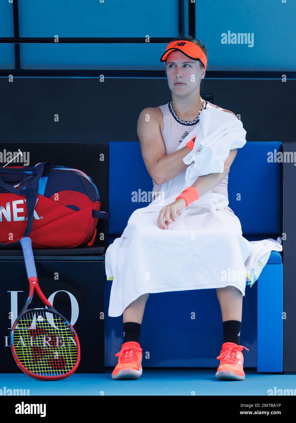 Melbourne, Australie. 09th janvier 2023. Melbourne Park 9/1/2023. EUGENIE BOUCHARD (CAN) en action lors des qualifications à l'Open d'Australie 2023. Credit: Corleve/Alamy Live News Credit: Corleve/Alamy Live News Banque D'Images