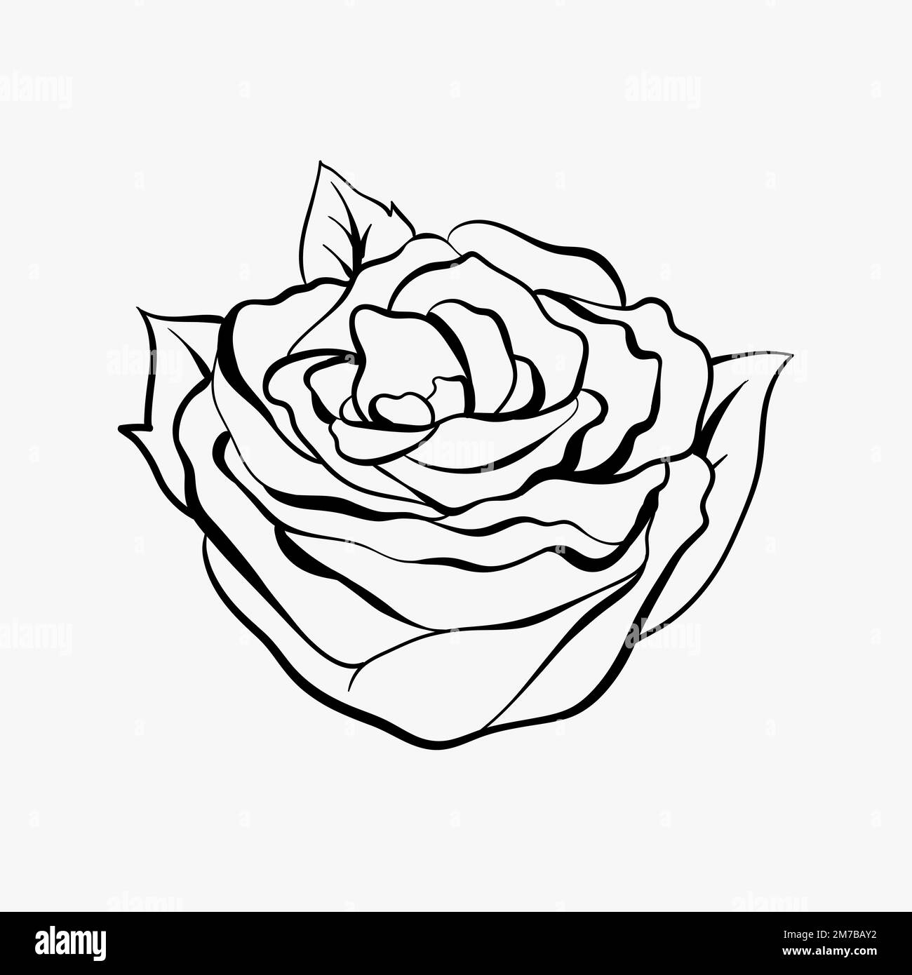 Vintage contour rose vieille école flash tatouage design symbole vecteur Illustration de Vecteur