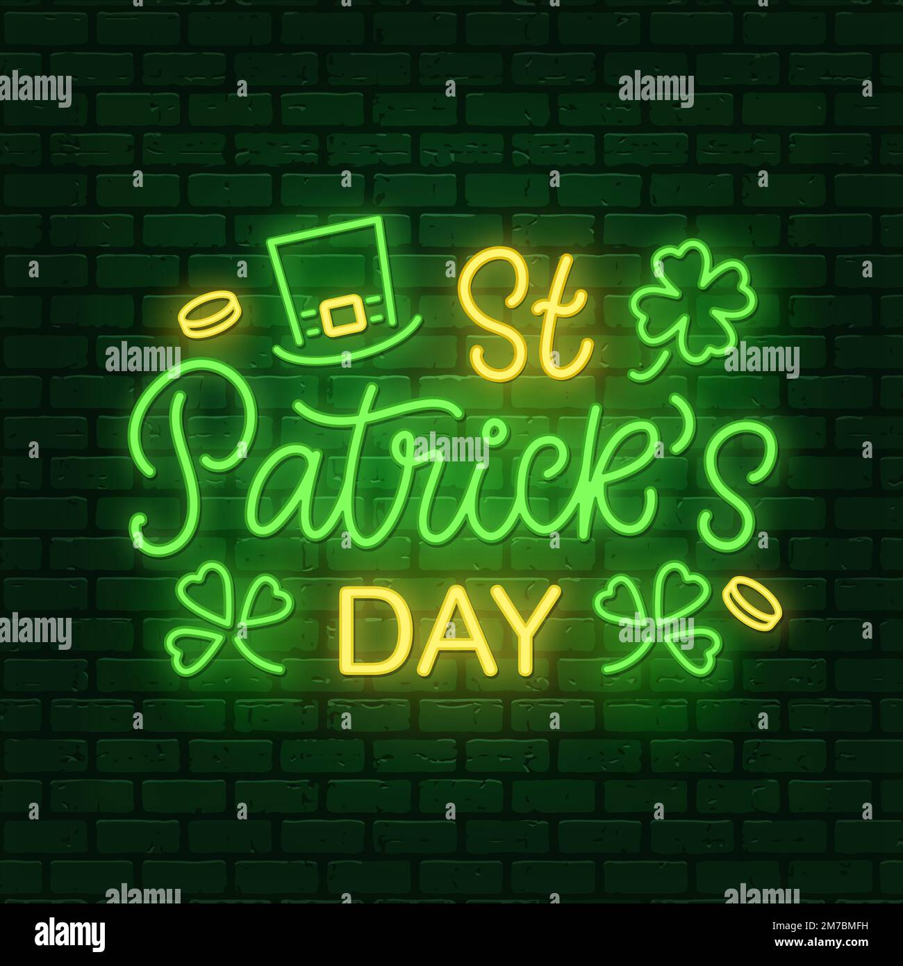 Bannière illuminée au néon de Saint Patrick Illustration de Vecteur