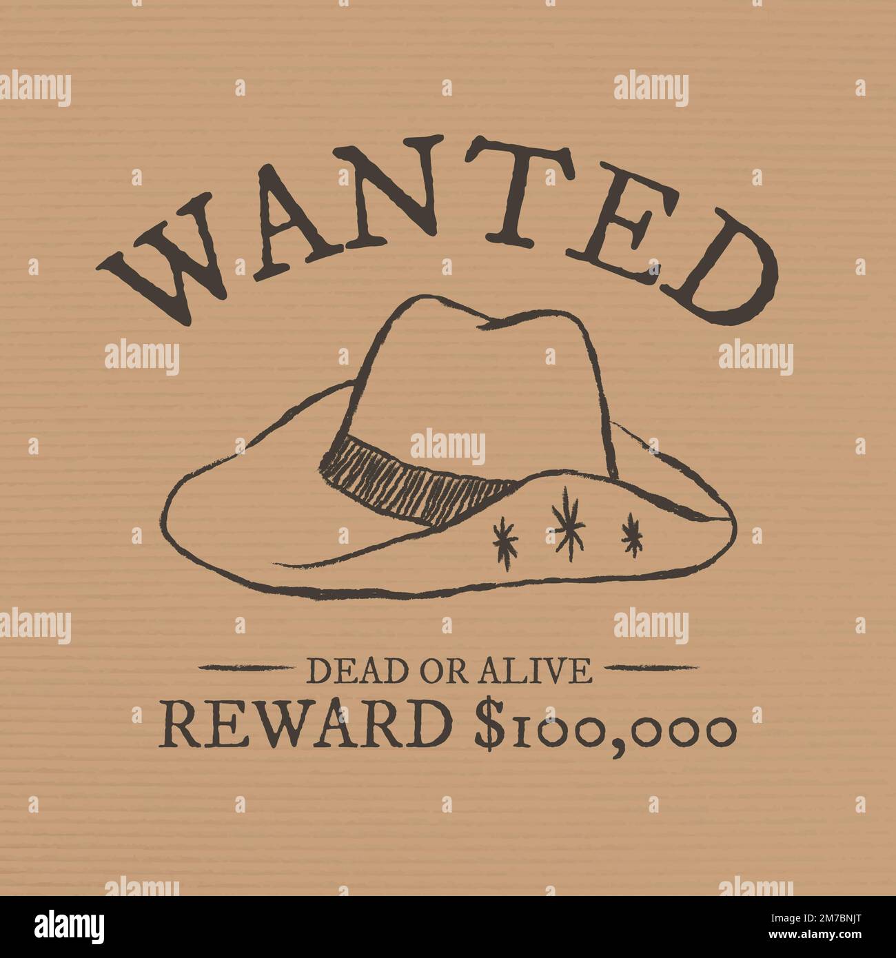 Vintage modèle de médias sociaux vecteur thème cowboy avec texte modifiable, recherché Illustration de Vecteur