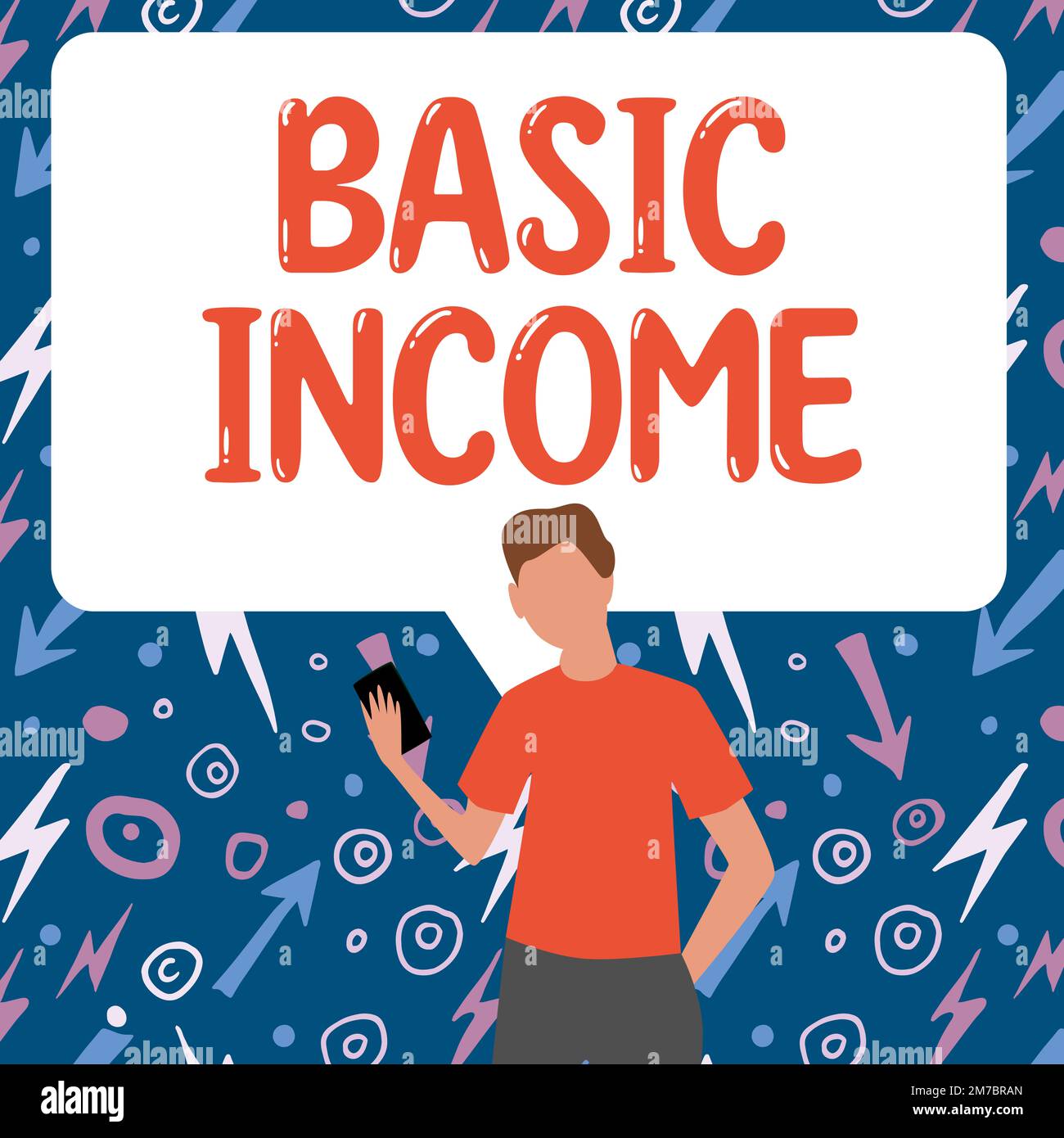 Écriture affichant le texte revenu de base. Approche commerciale paiement périodique en espèces