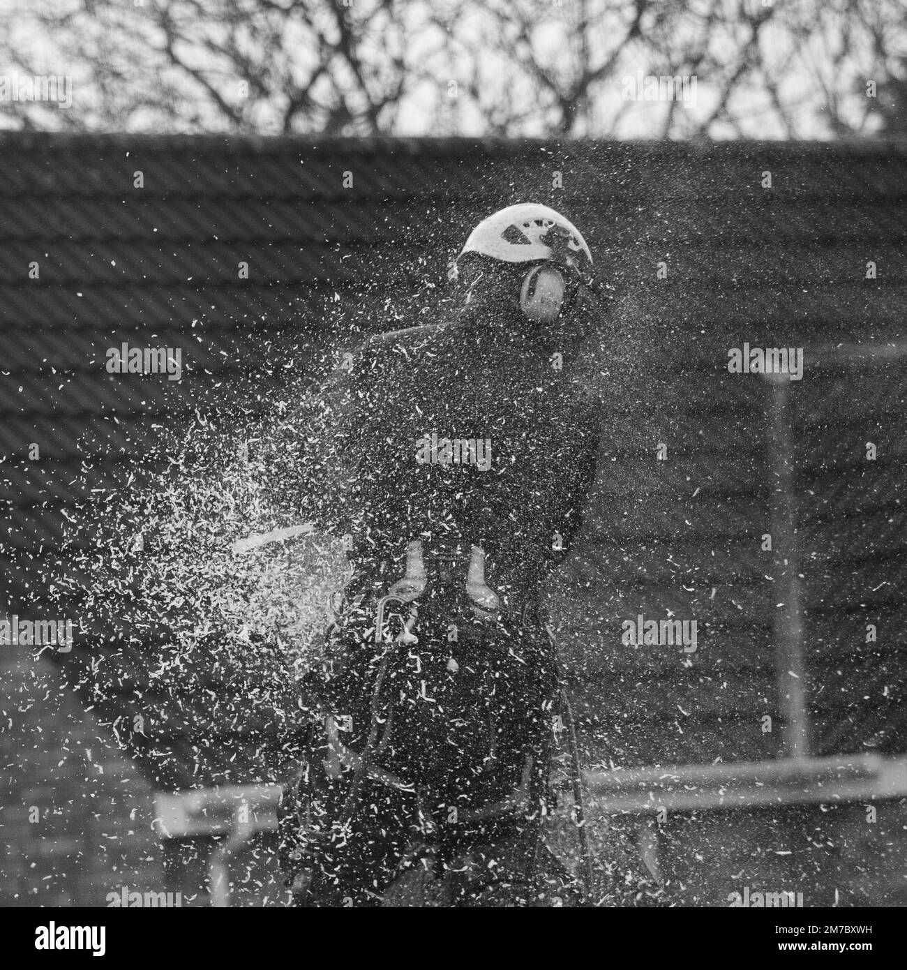 Chirurgien travaillant avec une tronçonneuse Banque D'Images