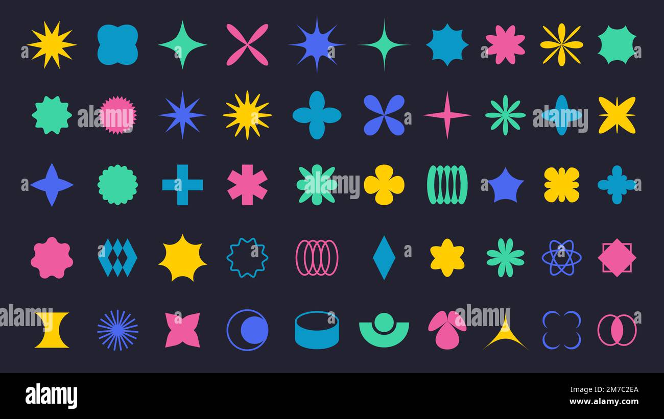 Formes géométriques du Brutalisme. Formes abstraites minimalistes, éléments de forme de base et jeu de vecteurs de figures graphiques modernes Illustration de Vecteur