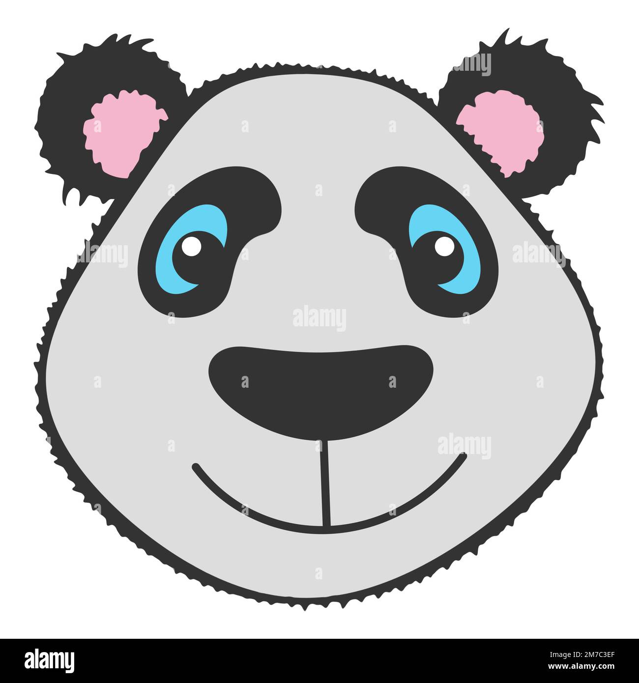 Panda face en fourrure simple Clipart coloré isolé Banque D'Images