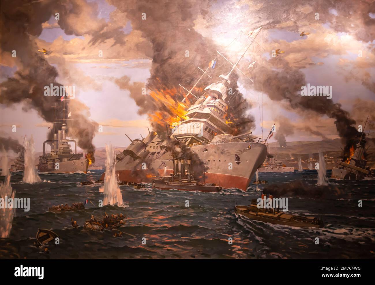 Çanakkale batailles maritimes en Turquie. Une peinture au musée de la guerre de l'indépendance. Ankara Banque D'Images