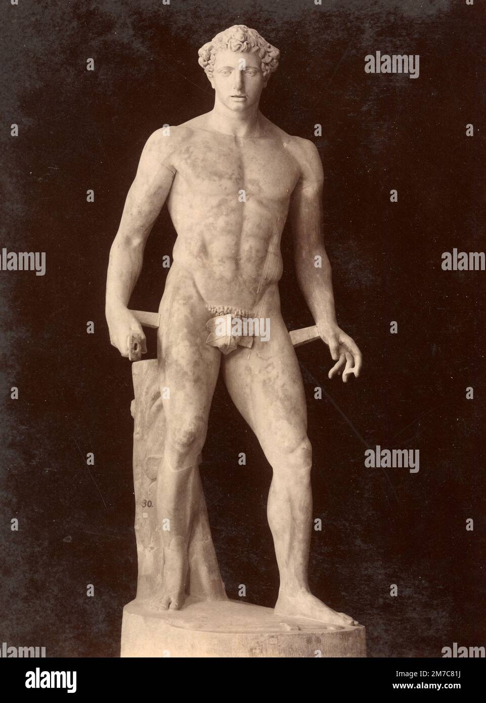 Gladiateur farnese, sculpture romaine en marbre, imprimé albumine, 1870s Banque D'Images