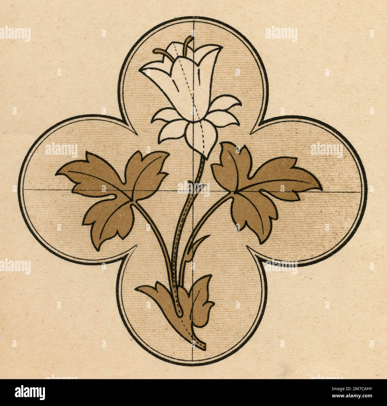 Feuilles et fleurs stylisées de formes géométriques pour une école de dessin, Italie 1930s Banque D'Images