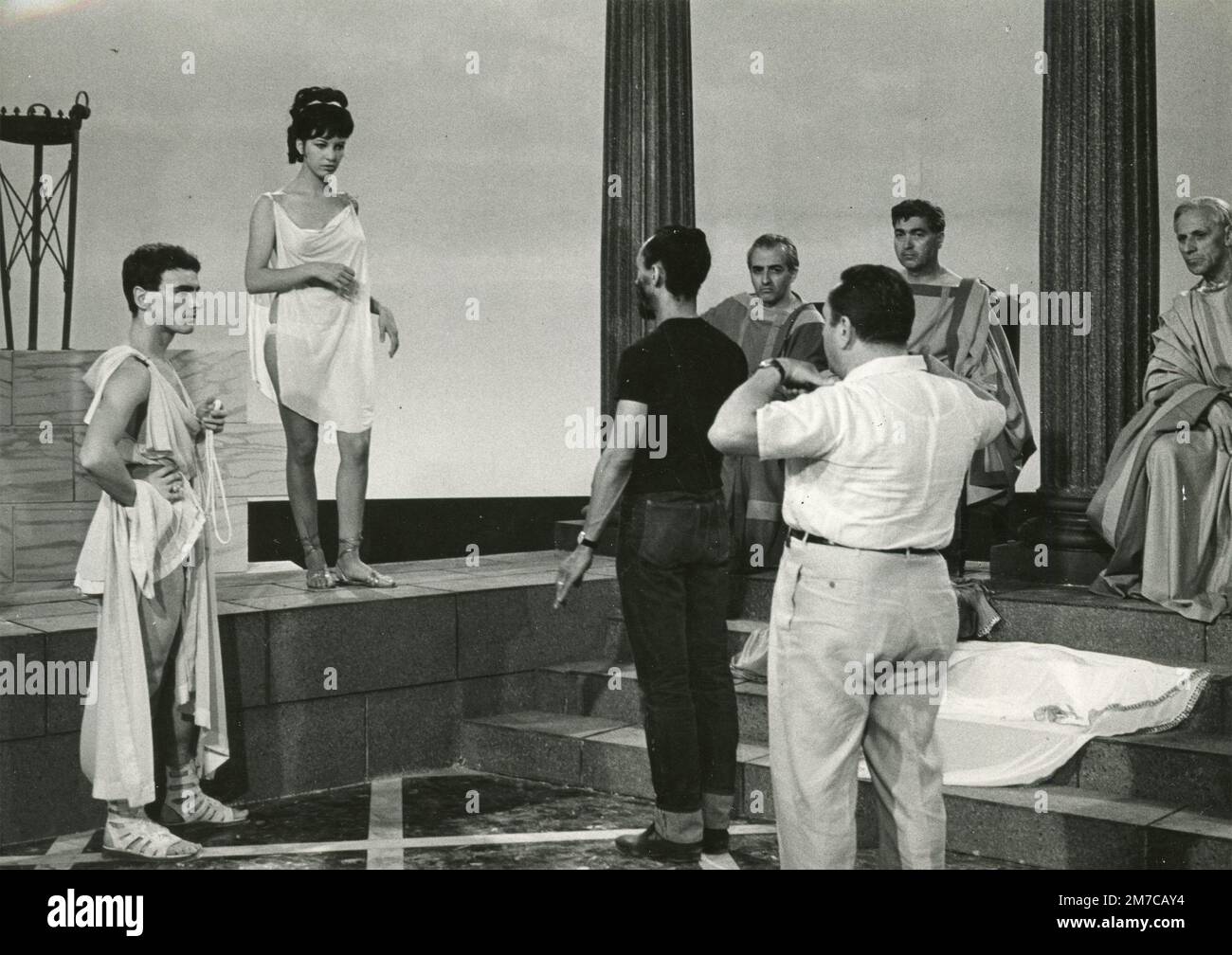 Tournage de l'ancien film des Romains sur la scène, Italie 1960s Banque D'Images