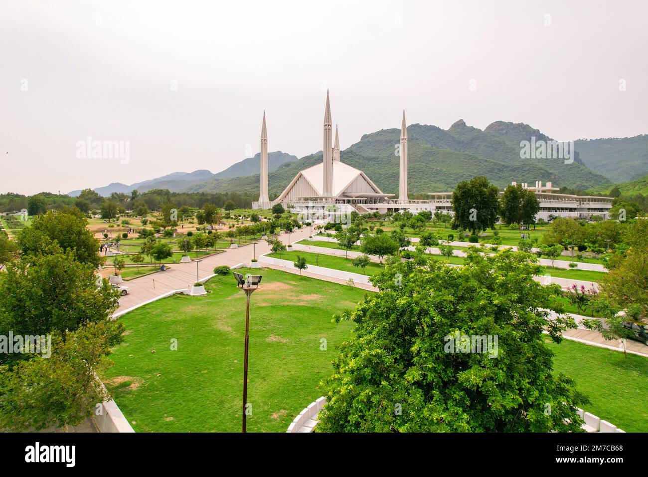 Belle vue aérienne de la mosquée Shah Faisal Islamabad Banque D'Images