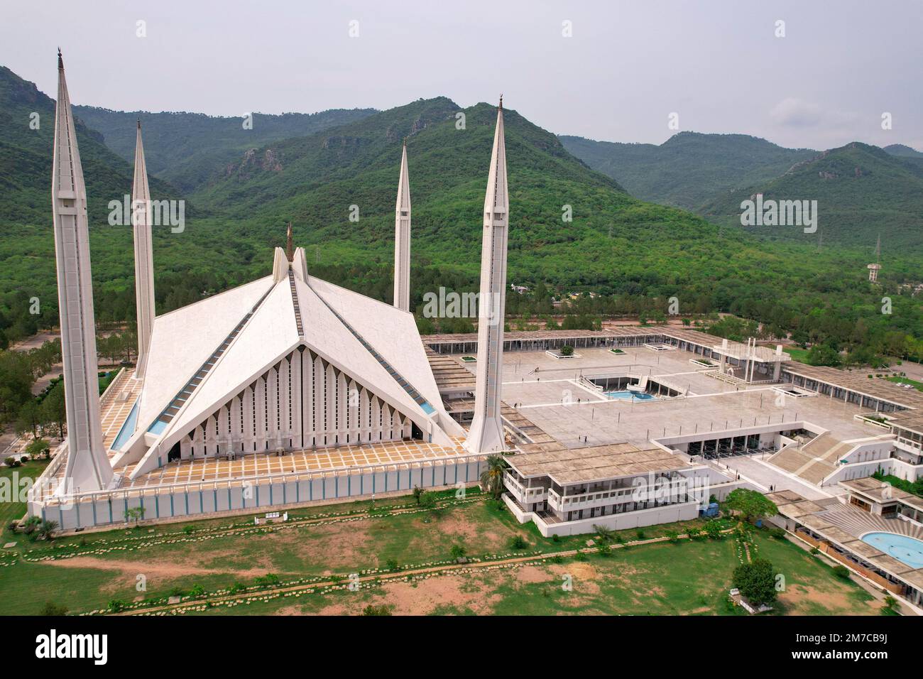 Belle vue aérienne de la mosquée Shah Faisal Islamabad Banque D'Images