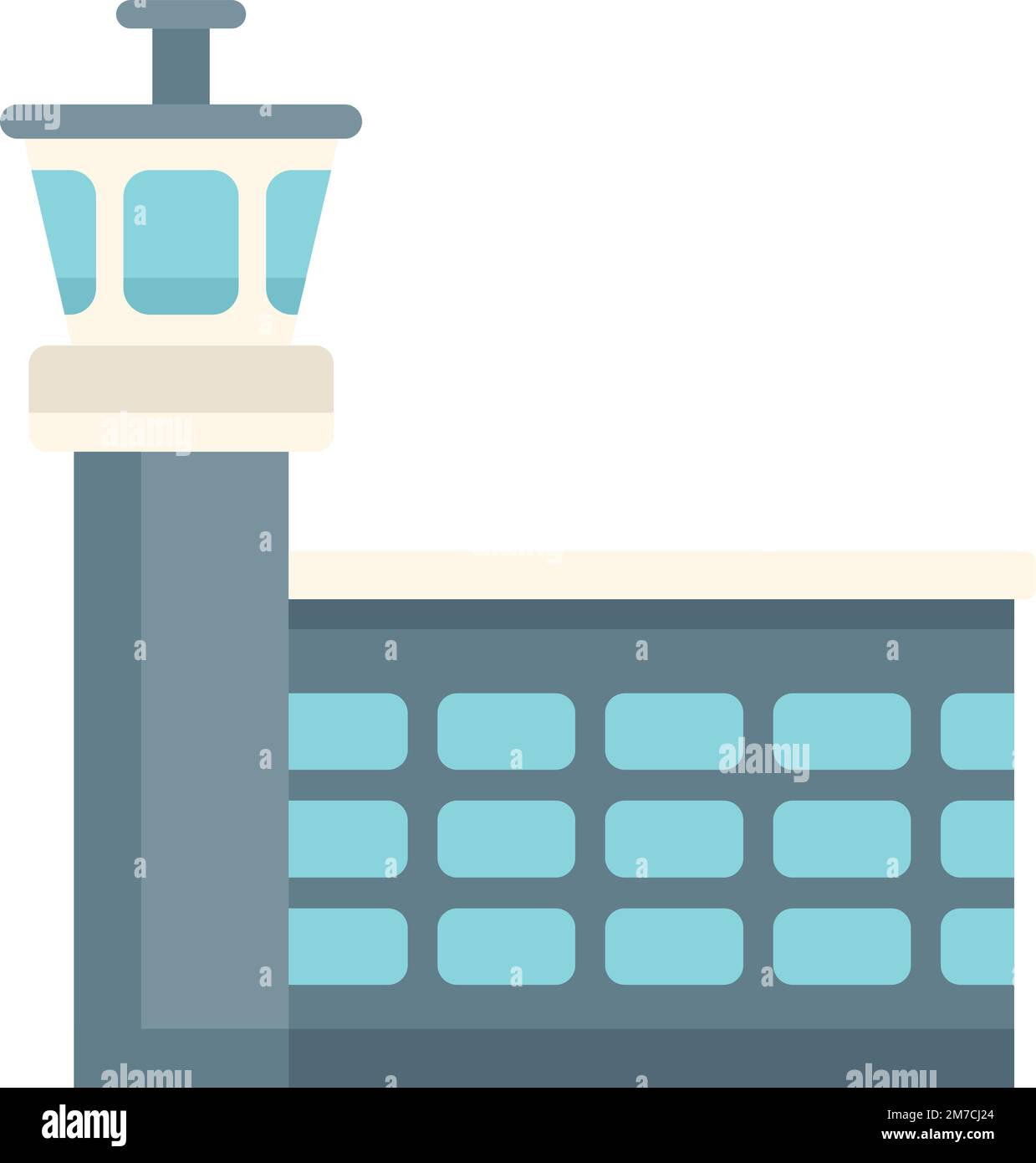 Vecteur plat de l'icône de la tour d'aéroport. Support de masse. Vol d'embarquement isolé Illustration de Vecteur