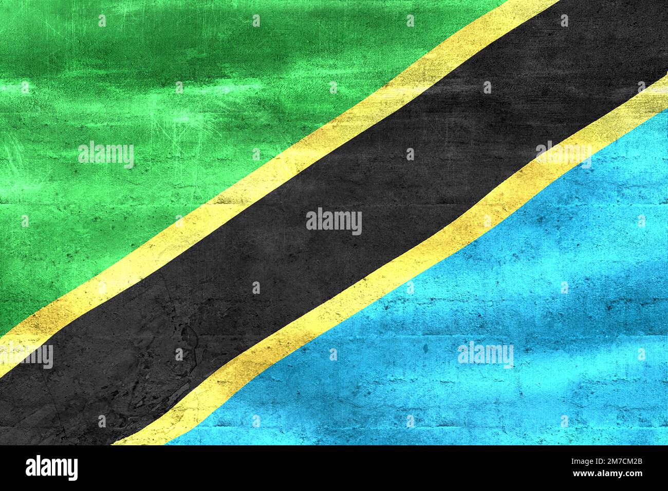 3D-Illustration d'un drapeau tanzanien - drapeau de tissus d'ondulation réaliste. Banque D'Images