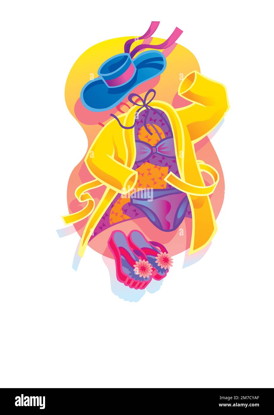 Ensemble de magnifiques vêtements pour femmes isolés sur fond blanc. Illustration vectorielle de style plat. Illustration de Vecteur