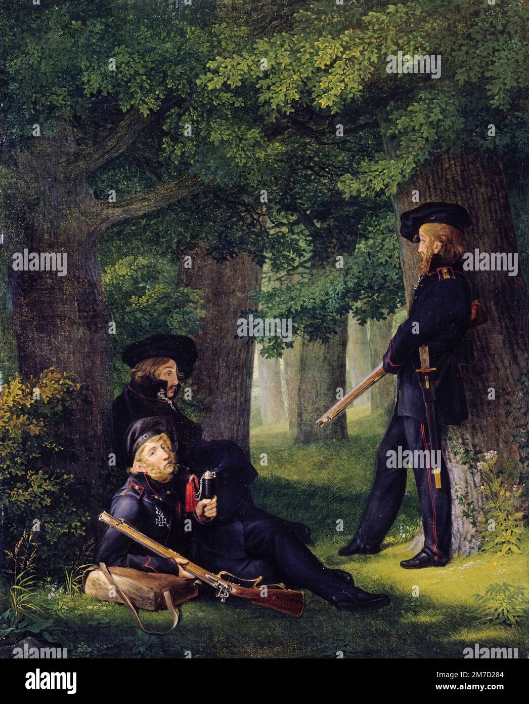 Georg Friedrich Kersting peinture, Outpost Duty, huile sur bois, 1829 Banque D'Images