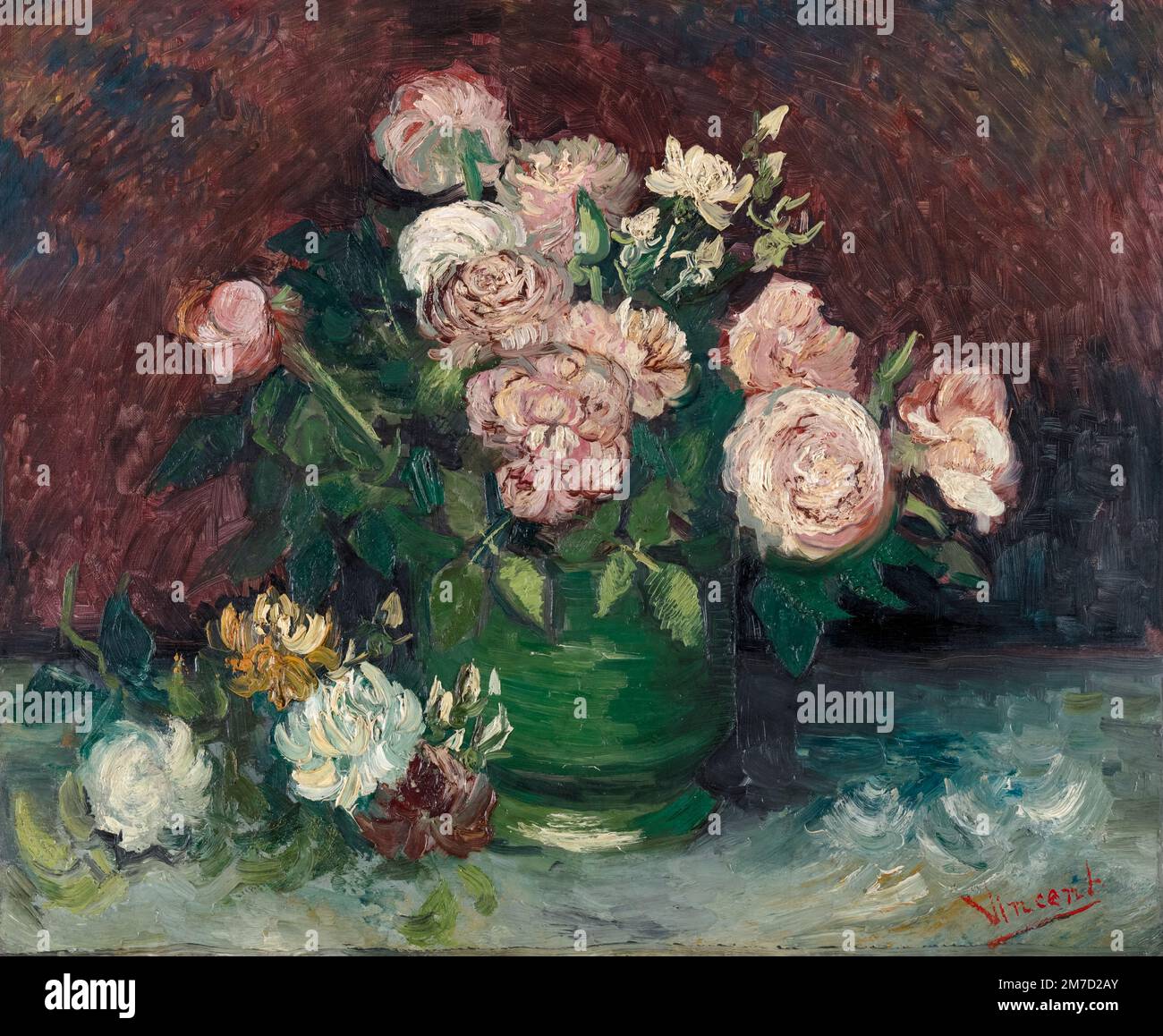 Vincent van Gogh, Roses et pivoines, peinture encore à l'huile sur toile, 1886 Banque D'Images