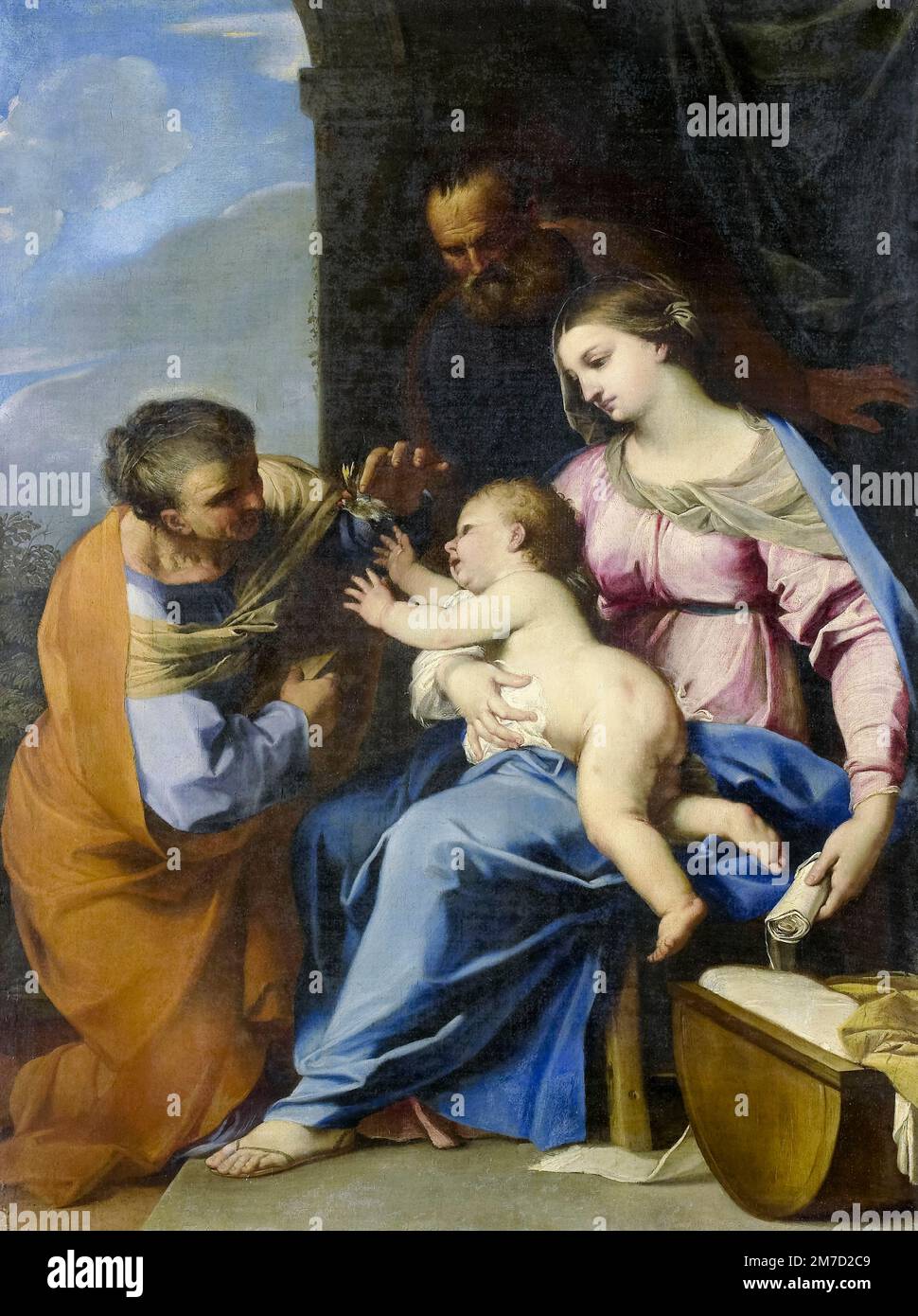 Raffaello Vanni (attribué à), la Sainte famille et Sainte Anne, peinture à l'huile sur toile, 1640-1660 Banque D'Images