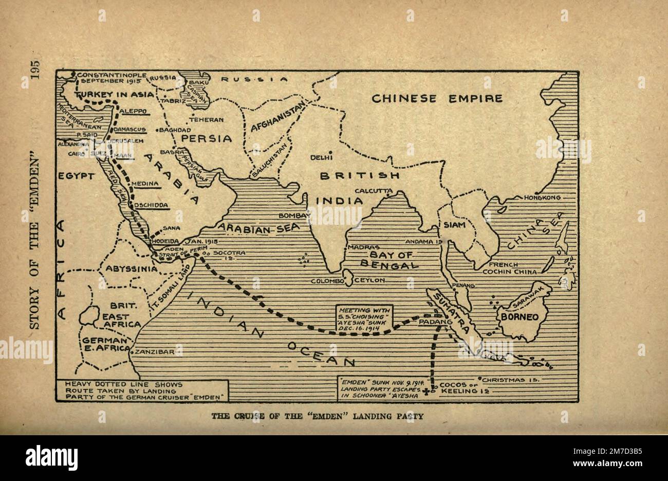Croisière d'Emden Landing Party dans le livre The Story of the Great War; The Complete Historical records of events to date DIPLOMATIQUES ET STATE PAPERS by Reynolds, Francis Joseph, 1867-1937; Churchill, Allen Leon; Miller, Francis Trevelyan, 1877-1959; Wood, Leonard, 1860-1927; Knight, Austin Melvin, 1854-1927; Palmer, Frederick, 1873-1958; Simonds, Frank Herbert, 1878-; Ruhl, Arthur Brown, 1876- Volume III publié en 1920 Banque D'Images