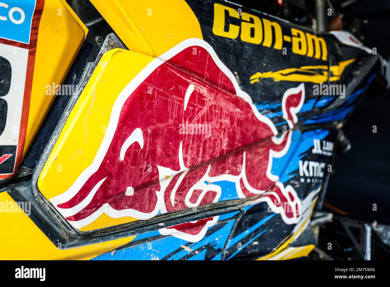 Logo Red Bull sur une course CAN-Am Sud pendant le reste du Dakar 2023 à Riyad, sur 9 janvier 2023 à Riyad, Arabie Saoudite - photo: Florent Gooden/DPPI/LiveMedia Banque D'Images