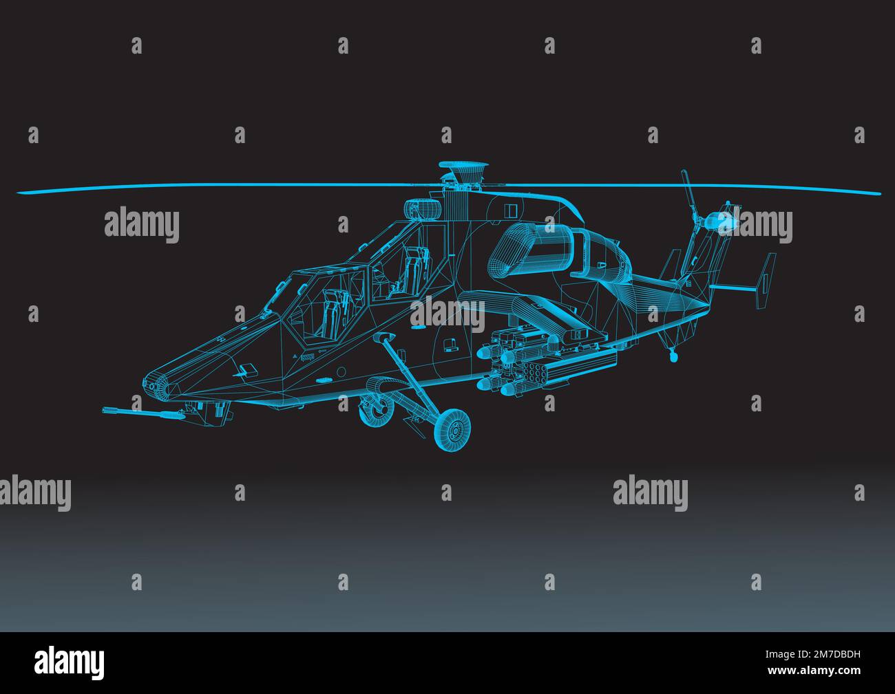 De l'aéronef, de fil de fer les lignes bleues. Plan polygonal. Vue de dessus. 3D. Vector illustration. Illustration de Vecteur