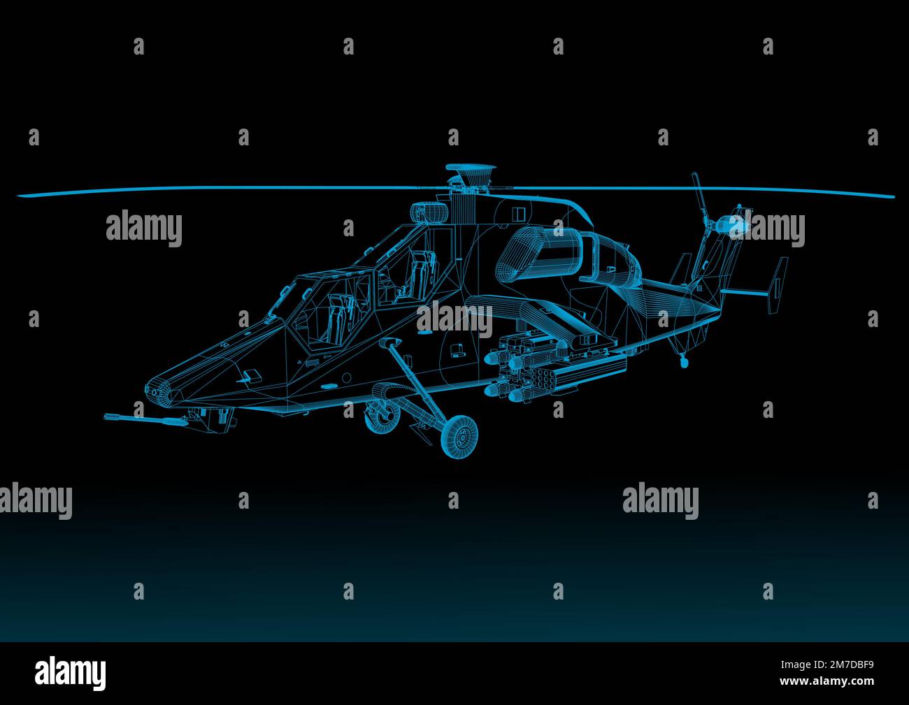 De l'aéronef, de fil de fer les lignes bleues. Plan polygonal. Vue de dessus. 3D. Vector illustration. Illustration de Vecteur