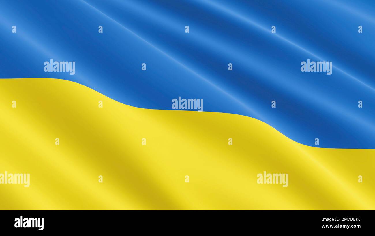 Drapeau ukrainien agitant dans le vent Banque D'Images