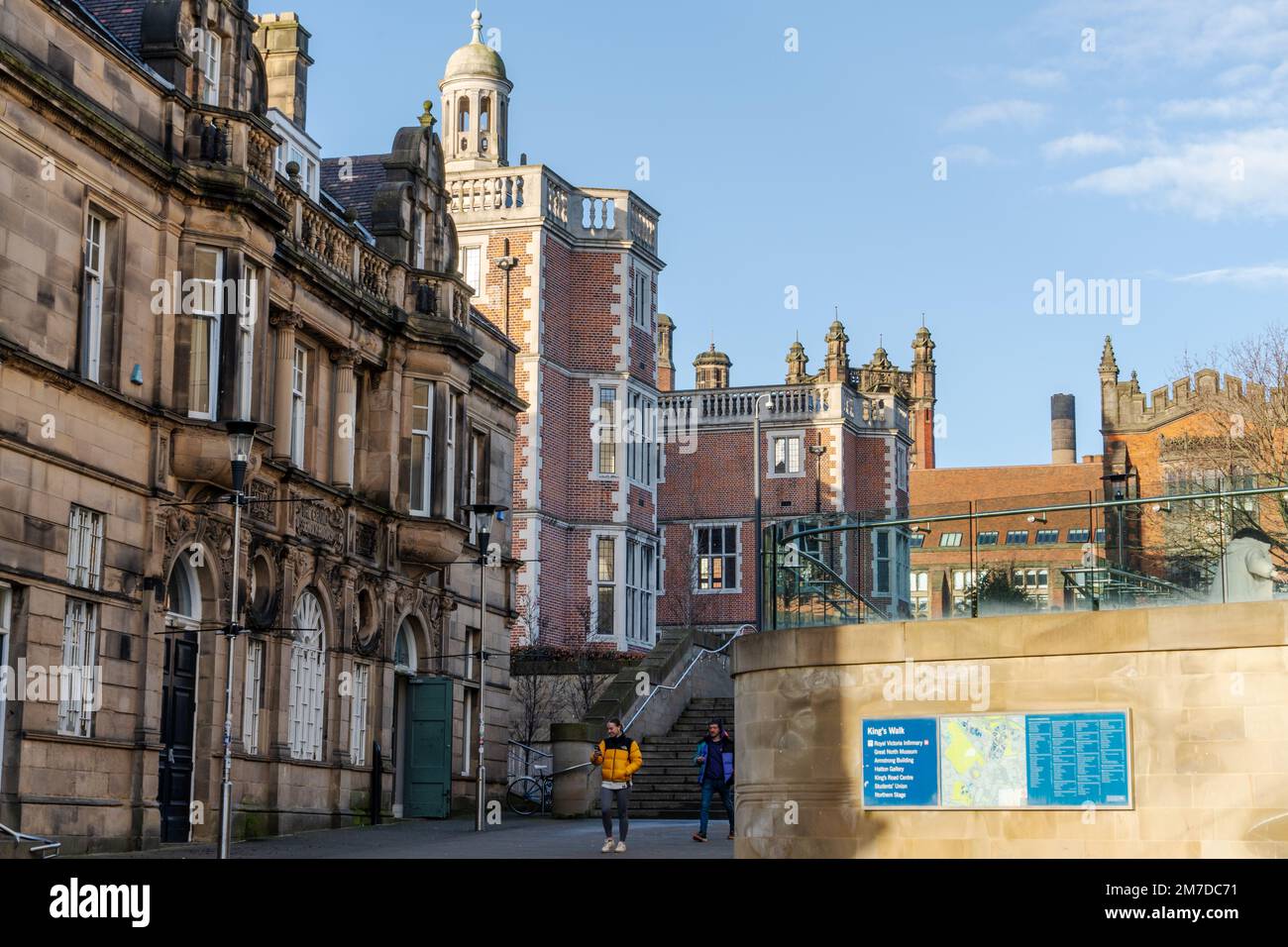 Vue sur King's Walk sur le campus de l'université de Newcastle dans la ville de Newcastle upon Tyne, Royaume-Uni. Banque D'Images