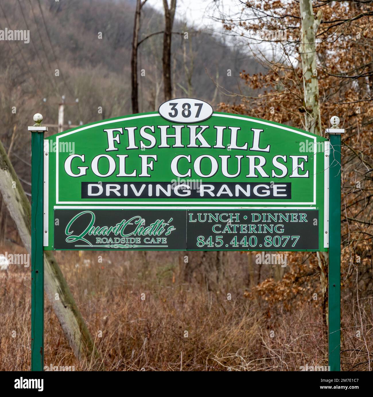 Panneau latéral pour le parcours de golf Fishkill Banque D'Images