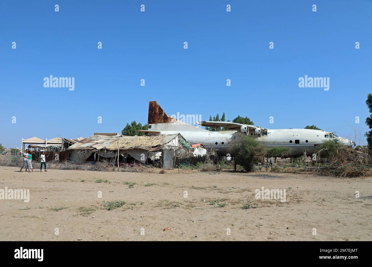 Restes d'un avion russe écrasé à Massawa en Érythrée Banque D'Images